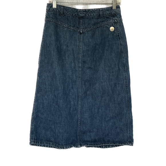 Chipie Denim Skirt Straight High Slit Size 40 US 10 Fly Front Yoke Pockets Midi - Picture 5 of 9
